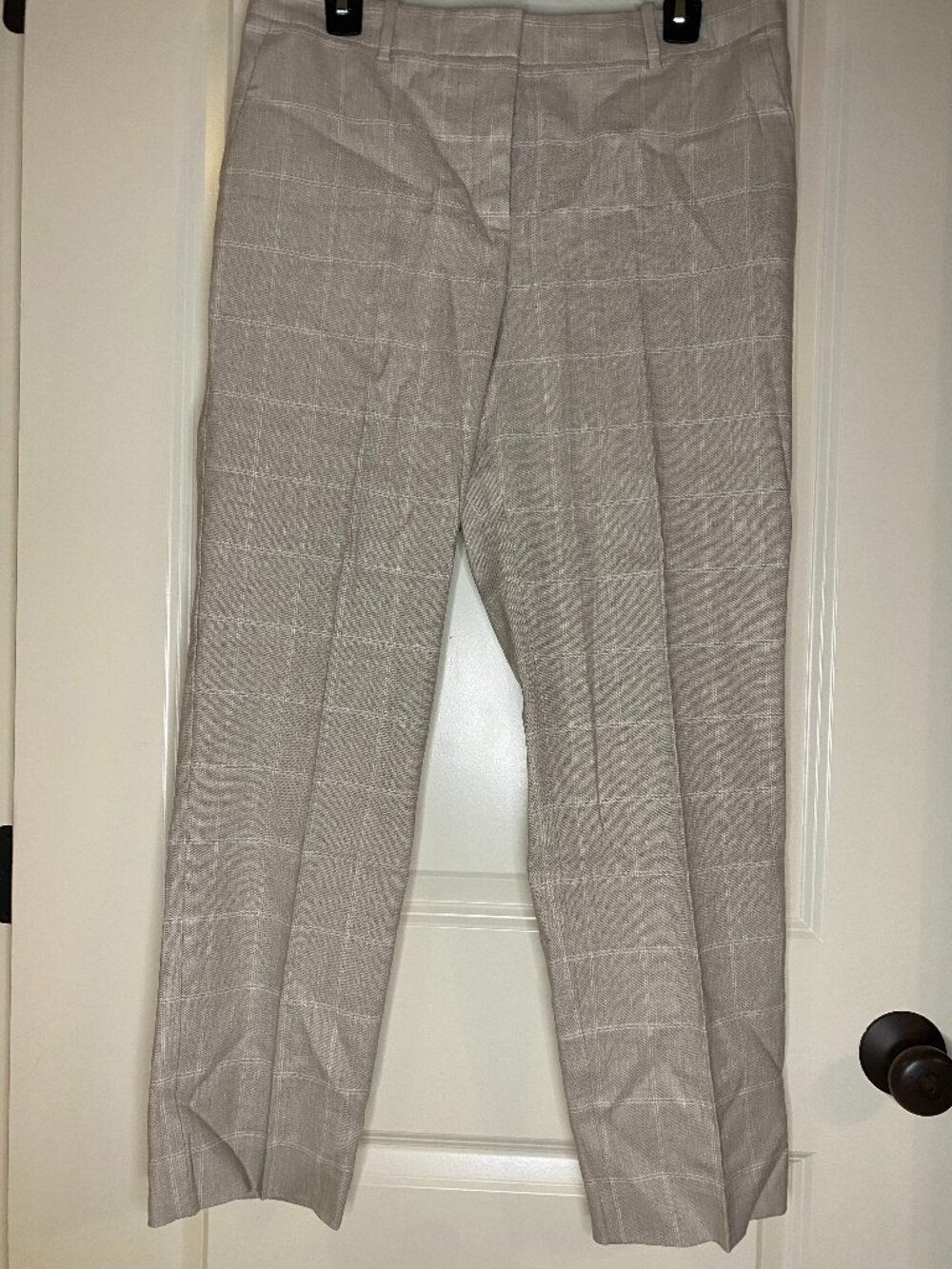 Ann Taylor cropped plaid linen dress pants Sz 8
